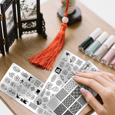 Stainless Steel DIY Nail Art Templates MRMJ-WH0092-226-1