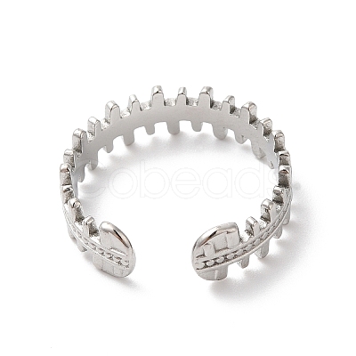 Non-Tarnish 304 Stainless Steel Zipper Shape Open Cuff Ring for Women RJEW-K245-36P-1