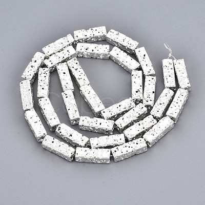 Electroplated Natural Lava Rock Beads Strands G-T114-63S-1