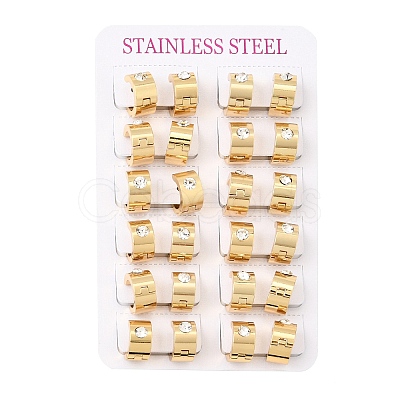 201 Stainless Steel Rhinestone Hoop Earrings SA-CBA4A0D-03G-1