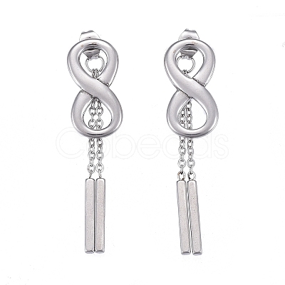 304 Stainless Steel Chain Tassel Earrings EJEW-I248-30-1