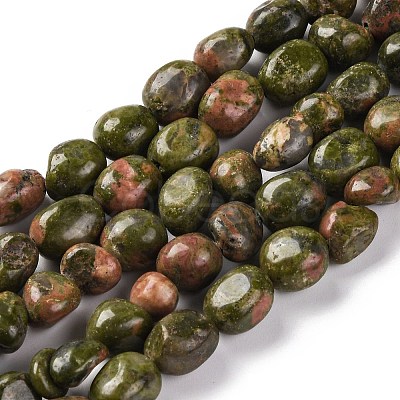 Natural Unakite Beads Strands G-G146-A14-01-1