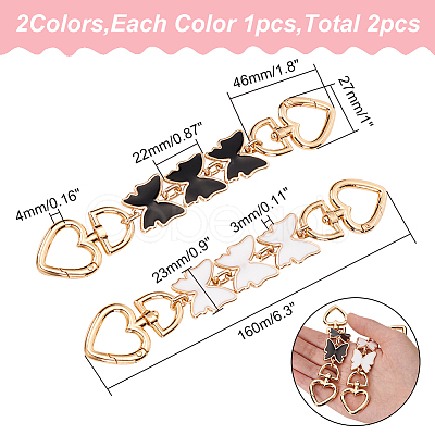 2Pcs 2 Colors Butterfly Alloy Enamel Bag Strap Extender FIND-WR0007-24-1