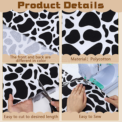 Cow Pattern Polycotton Fabric DIY-WH0504-693-1
