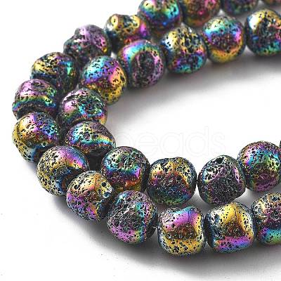 Electroplated Natural Lava Rock Beads Strands G-A251-E01-01G-1