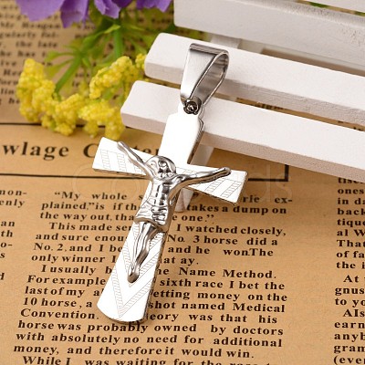 Non-Tarnish 304 Stainless Steel Crucifix Cross Pendants STAS-I035-13A-1