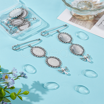 Oval Iron Flower Bouquet Photo Brooch Making Kits JEWB-LP00002-1