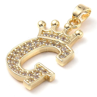Rack Plating Brass Micro Pave Cubic Zirconia Pendants KK-D535-01G-RS-1