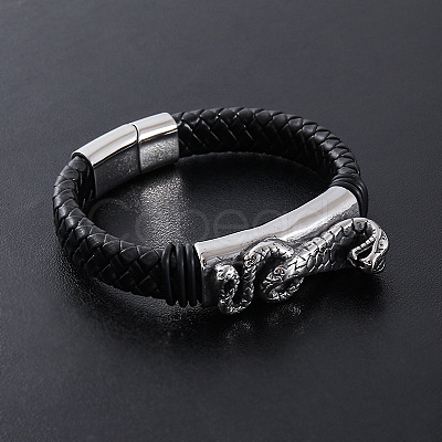 Punk Braided PU Leather Cord Bracelets ZB4268-1-1
