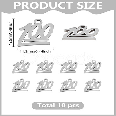 10Pcs 201 Stainless Steel Charms STAS-LP0003-34-1