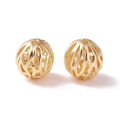 Brass Hollow Round Beads KK-P226-17CG-1