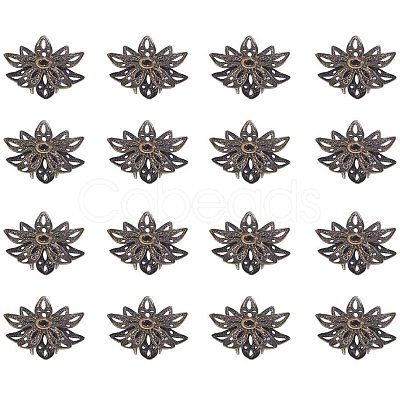 Brass Flower Bead Caps KK-PH0004-24AB-1