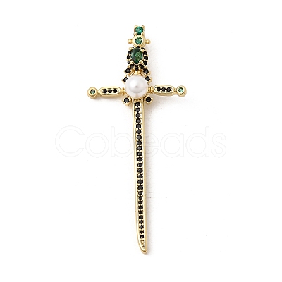 Brass Micro Pave Cubic Zirconia Pendants KK-H267-047G-02-1