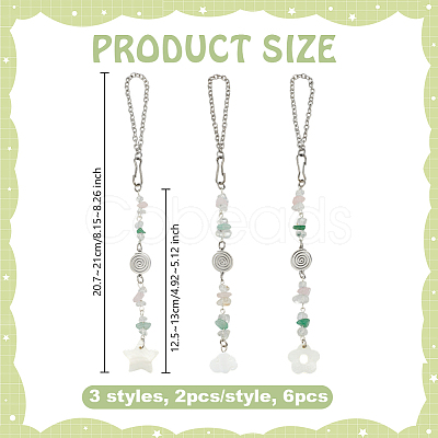 Natural Shell Cloud & Flower & Star Pendant Decoration HJEW-OC00289-1