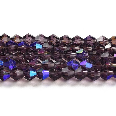 Transparent Electroplate Glass Beads Strands GLAA-F029-3mm-D04-1