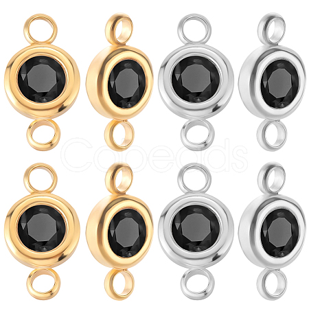 20Pcs 2 Colors 304 Stainless Steel Jet Rhinestone Links/Connectors STAS-BBC0009-18-1