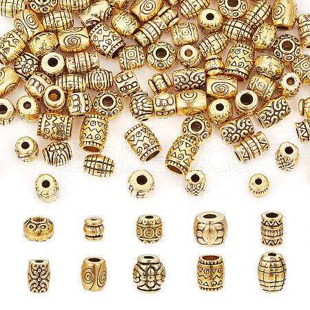 HOBBIESAY 100Pcs 10 Styles Tibetan Style Alloy Beads FIND-HY0003-50-1