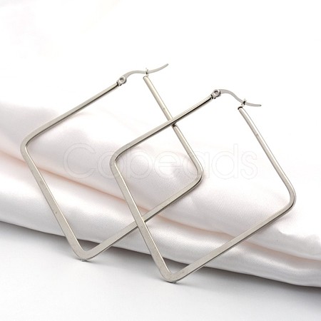 Tarnish Resistant 304 Stainless Steel Angular Hoop Earrings EJEW-P066-04P-1