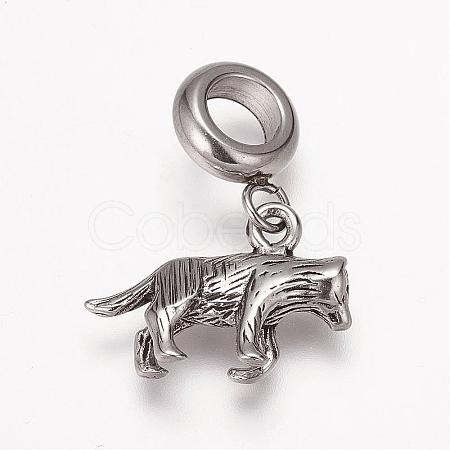 304 Stainless Steel Puppy European Dangle Charms OPDL-K001-24AS-1