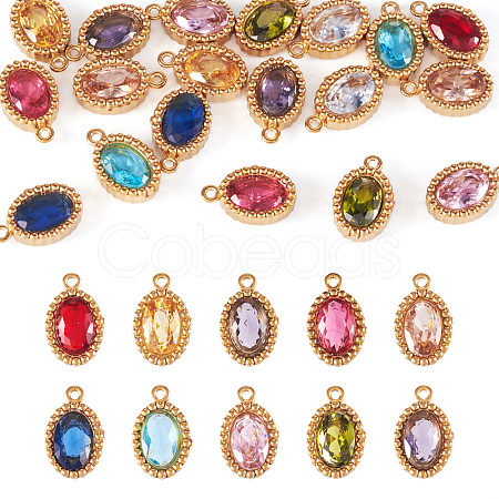 20Pcs 10 Colors 304 Stainless Steel Micro Pave Cubic Zirconia Charms STAS-TA0002-92-1