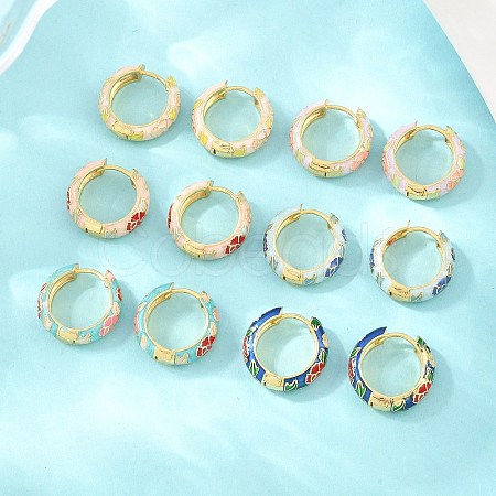 Brass Enamel Hoop Earrings KK-CBA8324-13G-1
