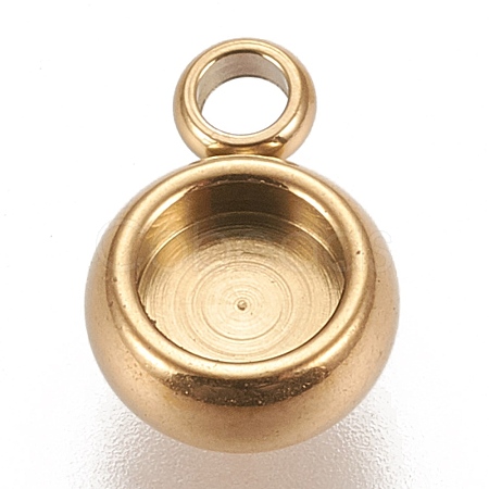 Ion Plating(IP) 304 Stainless Steel Pendant Cabochon Settings X-STAS-K202-03A-G-1