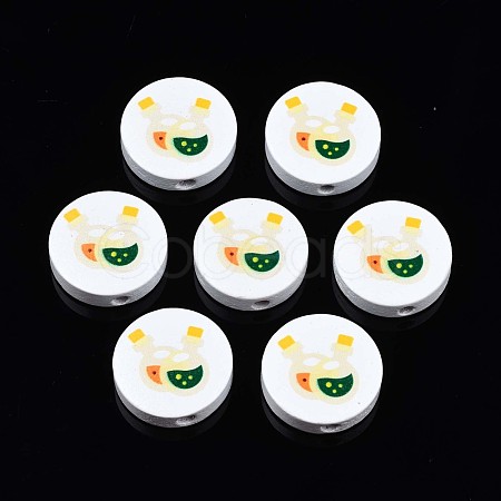 Halloween Printed Natural Wood Beads WOOD-T021-99-1