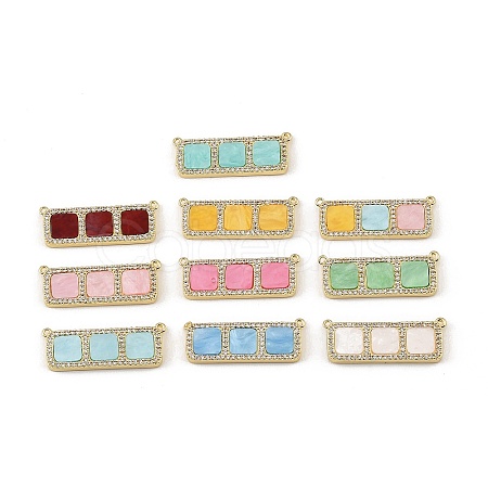 Brass Micro Pave Clear Cubic Zirconia Connector Charms CU-CBA30E8-01G-A-1