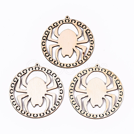 Undyed Natural Wooden Big Pendants X-WOOD-N007-076-1