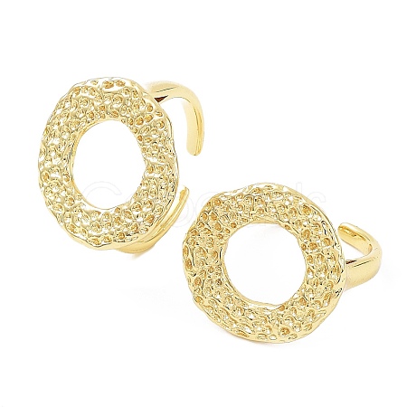 Rack Plating Donut Brass Open Cuff Rings RJEW-B044-01G-1