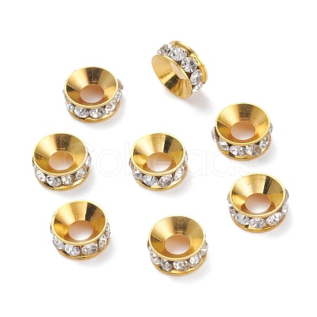 Brass Rhinestone Spacer Beads RSB093-1G-1