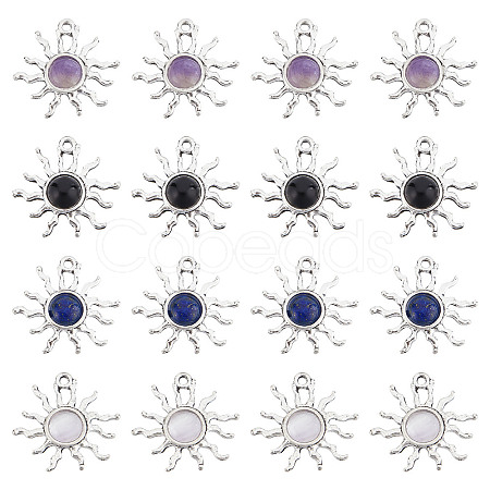 20Pcs Natural Gemstone Pendants FIND-SC0003-99-1
