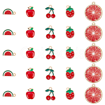 50Pcs 5 Styles Alloy Enamel Pendants ENAM-SC0005-65-1