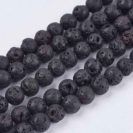 Natural Lava Rock Stone Bead Strands X-G-R193-18-6mm-1