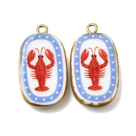 Fruit & Floral & Animals Printed Handmade Porcelain Pendants STAS-Z207-01G-05-1