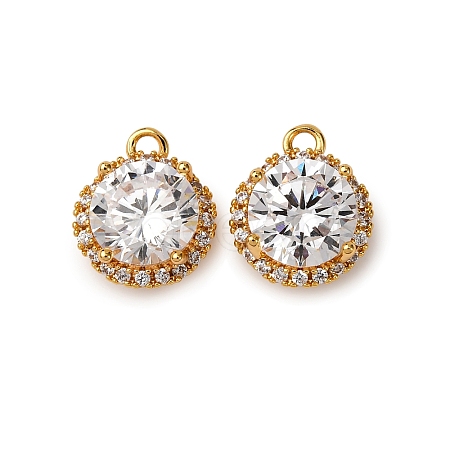 Brass Micro Pave Cubic Zirconia Charms KK-Z121-03G-1