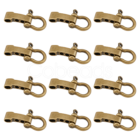 12Pcs Tibetan Style Alloy D-Ring Anchor Shackle Clasps FIND-FH0008-01-1