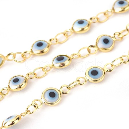 Handmade Evil Eye Lampwork Link Chains CHC-F009-01A-G02-1
