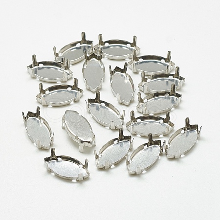 Non-Tarnish 201 Stainless Steel Sew on Prong Settings STAS-T032-04-7x15mm-1