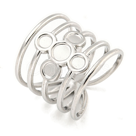 Non-Tarnish 304 Stainless Steel Cross Wide Open Cuff Ring Components RJEW-A043-06P-1