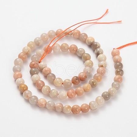 Natural Multi-Moonstone Round Beads Strands G-O030-6mm-10-1