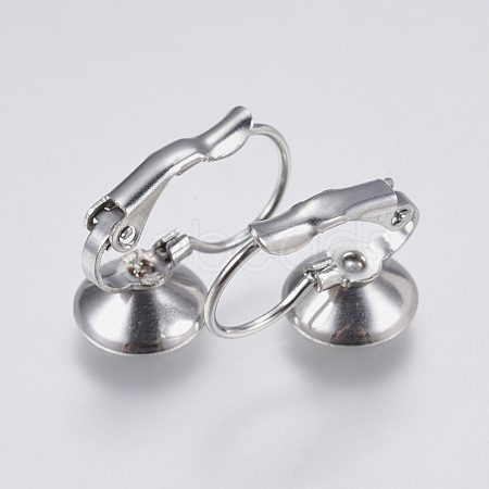 Tarnish Resistant 304 Stainless Steel Leverback Earring Settings STAS-I097-021-8mm-1