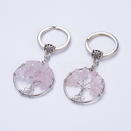 Natural Rose Quartz Keychain KEYC-E023-03E-1