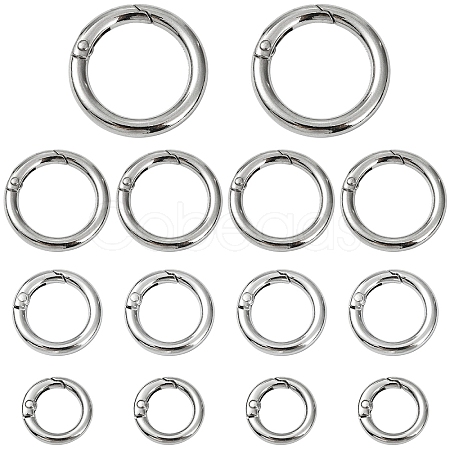 15Pcs 3 Styles Zinc Alloy Spring Gate Rings FIND-YW0011-76-1