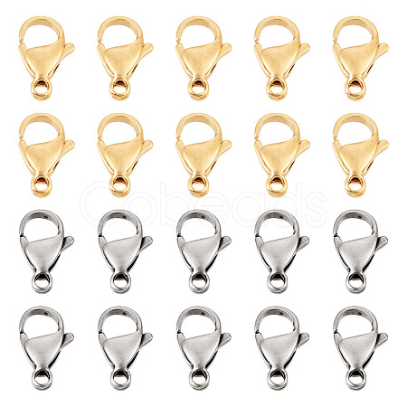 100Pcs 2 Colors 304 Stainless Steel Lobster Claw Clasps Sets STAS-YS0001-26A-1