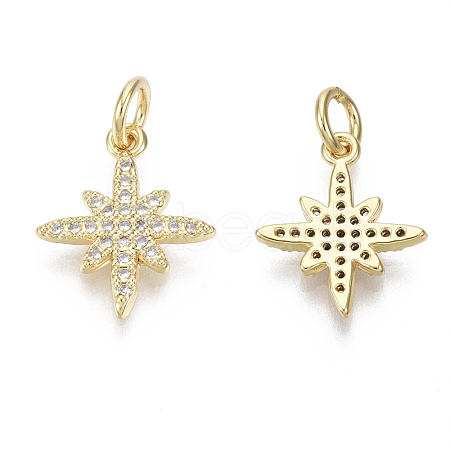 Brass Micro Pave Clear Cubic Zirconia Charms ZIRC-R109-011G-NF-1
