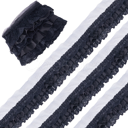 2 Yards 3 Layer Pleated Chiffon Lace Trim OCOR-GF0003-32-1