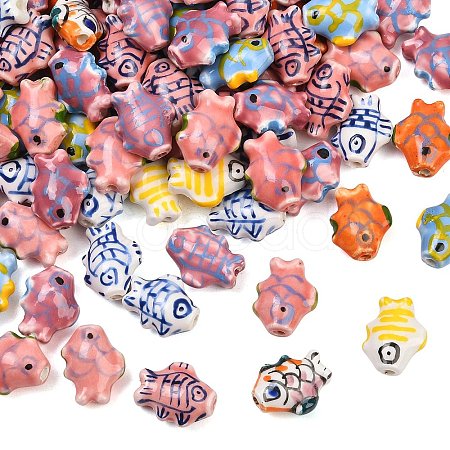 Handmade Fish Porcelain Beads X-PORC-S446-M-1