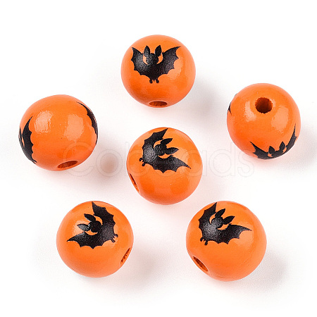Halloween Theme Wood European Beads WOOD-N016-04I-1