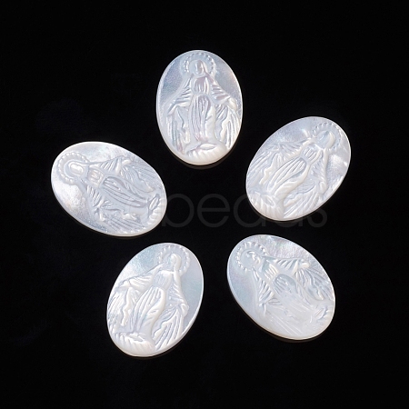 Natural White Shell Cabochons SSHEL-D083-14-1
